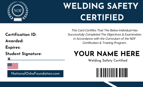 Welding Safety Certification - National OSHA Foundation