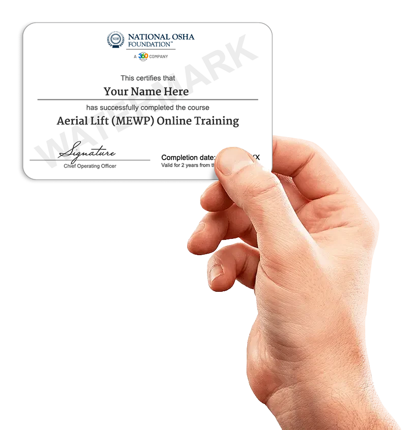 Aerial Scissor Lift certification card